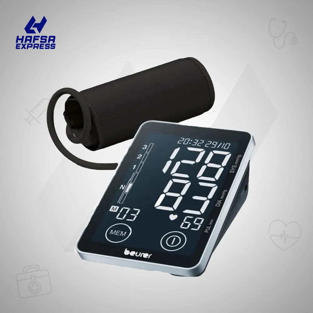 Beurer BM 58 upper arm blood pressure monitor with PC interface & XL black display-image